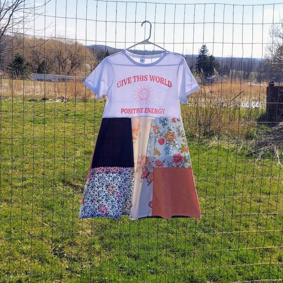 Upcycled Positive Energy Tee Dress S M - Picture 2 of 11